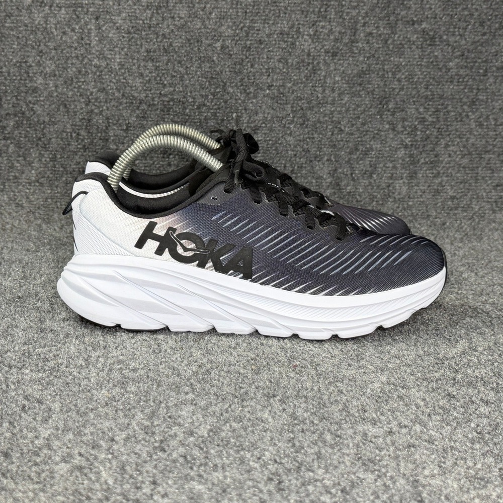 Hoka Rincon 3 Running Shoes Womens 8.5 Black White Athletic Run Training Sneaker
